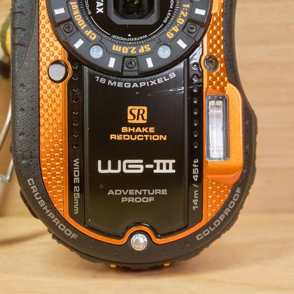 Pentax Optio WG-3 / 16MP Waterproof Digital Camera / Orange / Tested - Picture 4 of 11